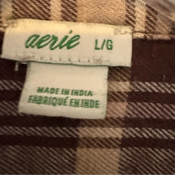 Aerie Brown/ Tan Plaid Shirt women’s Large- Cabincore - Picture 2 of 4
